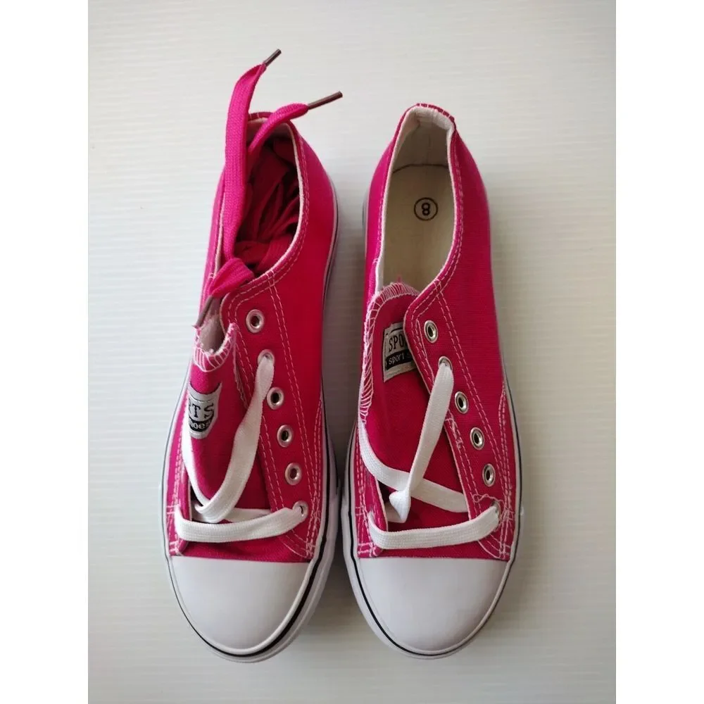 Sports Shoes Kids 8 Fuchsia White Classic Low Top Sneakers‎ Canvas School Skate